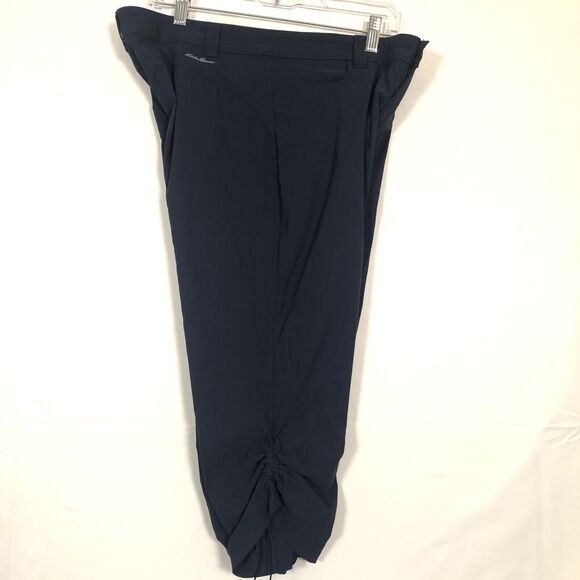 Eddie Bauer Womens Active Capri Pants Size 10 Cargo Pocket Scrunch Pulls Blue - Picture 9 of 15